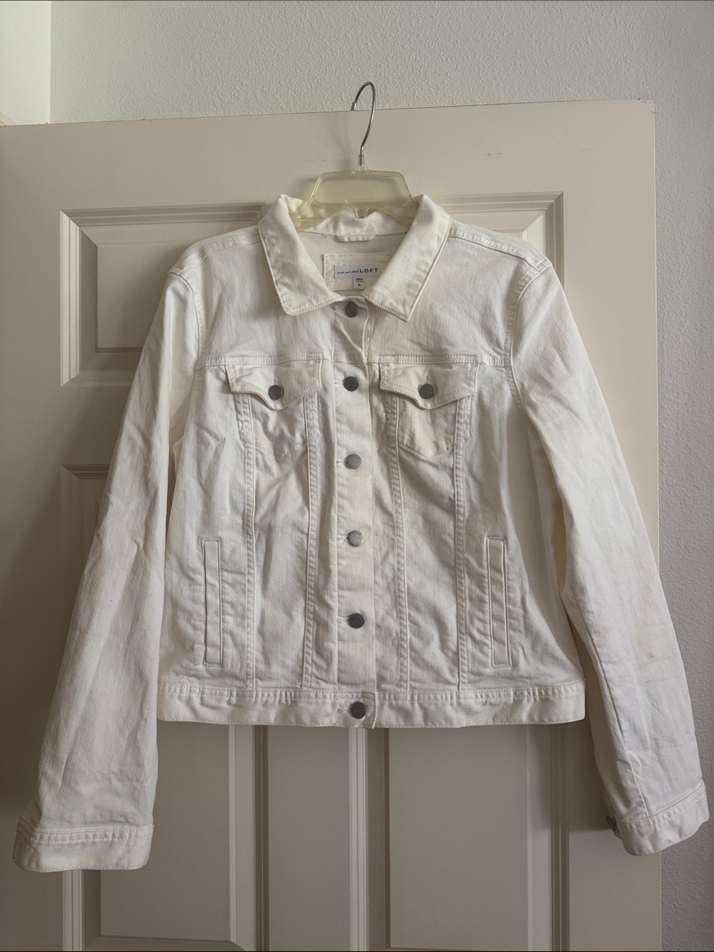 Loft Cream White Denim Jacket size L